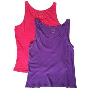 Sonoma Womens Tank Tops 2-Pack Red & Purple Size L Cotton